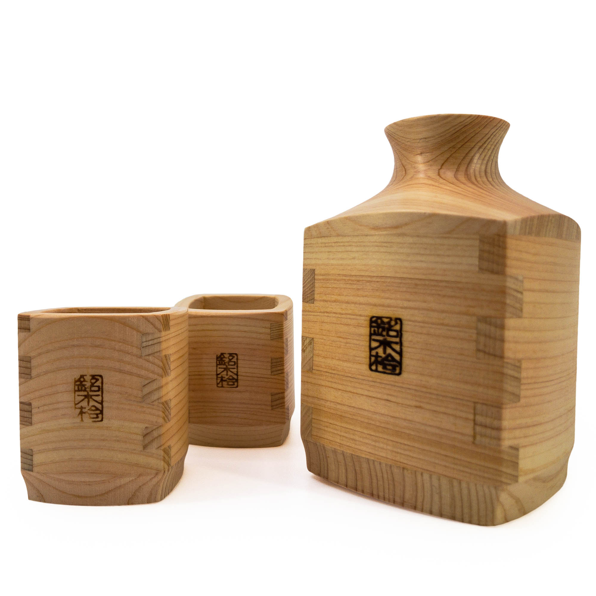 Hinoki Cypress Wood Sake Serving Set: Made in Gifu Japan
